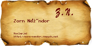 Zorn Nándor névjegykártya